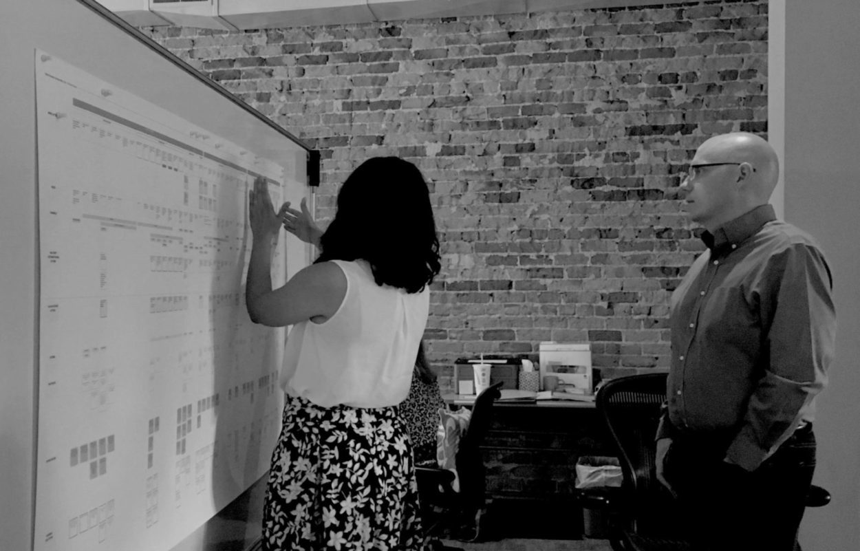 Designer presenting to a client
